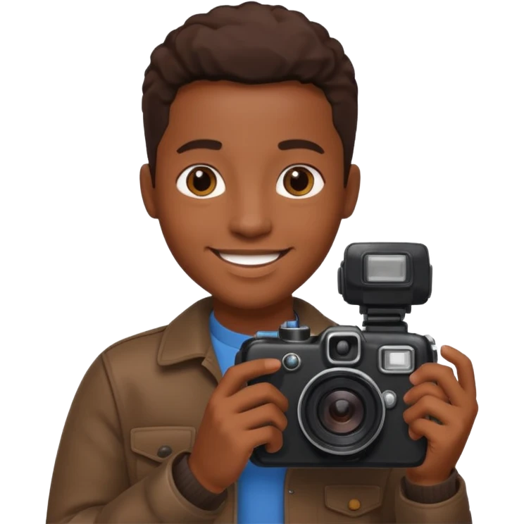 Make a blackest person hold a camera emoji
