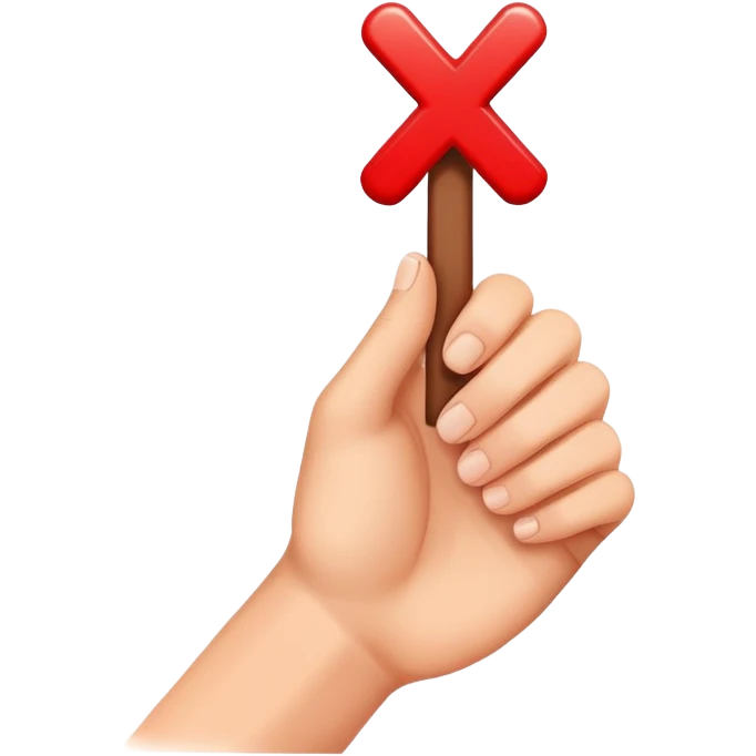 hand holding a red X emoji