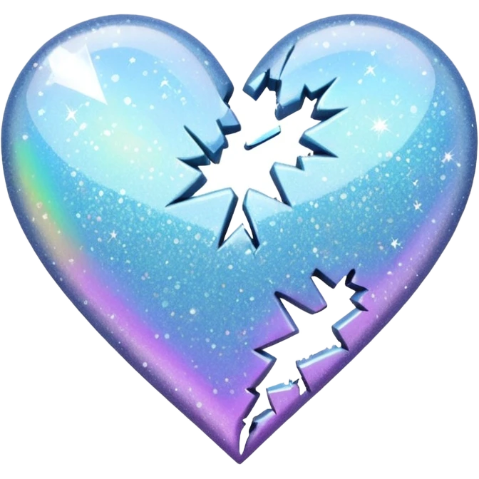 coração partido glitter branco emoji