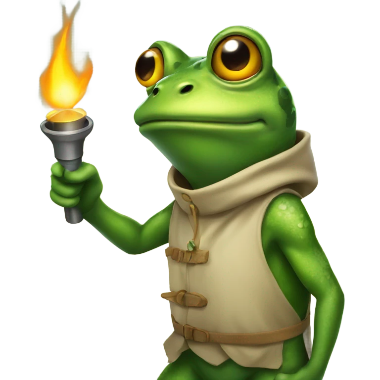 Frog holding a torch emoji