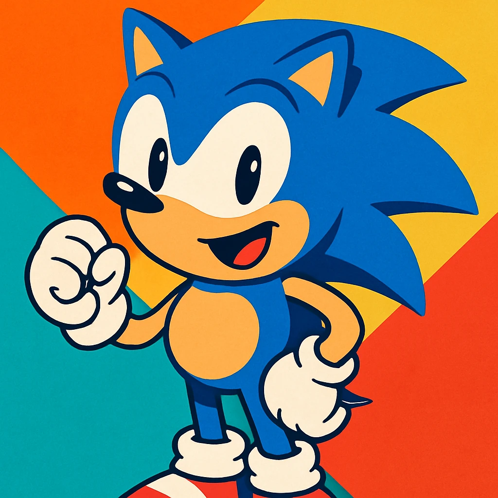 Sonic the Hedgehog with a happy expression, vibrant toon style emoji