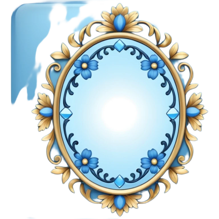 Blue floral mirror  emoji