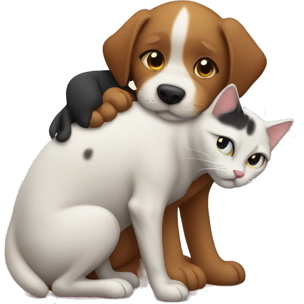 dog hugging cat emoji