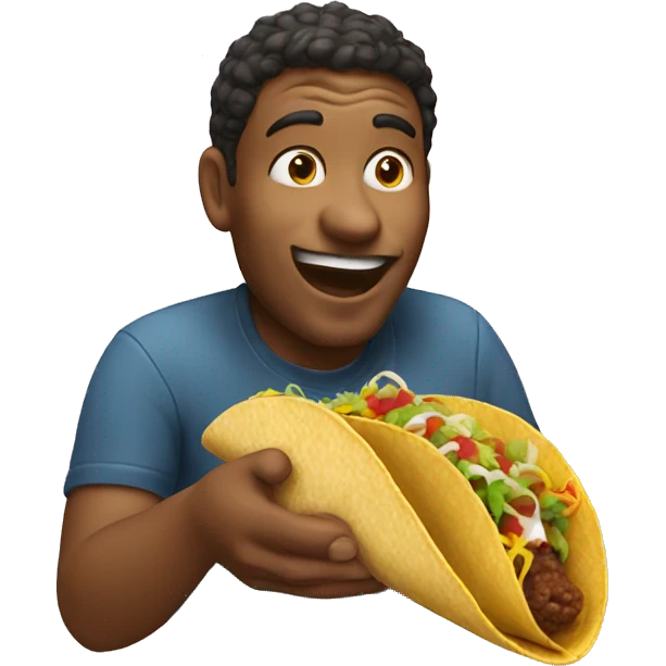  man licking a taco with sauce while happy  emoji