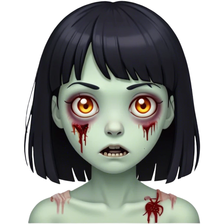 zombie girl with black hair and BANGS emoji