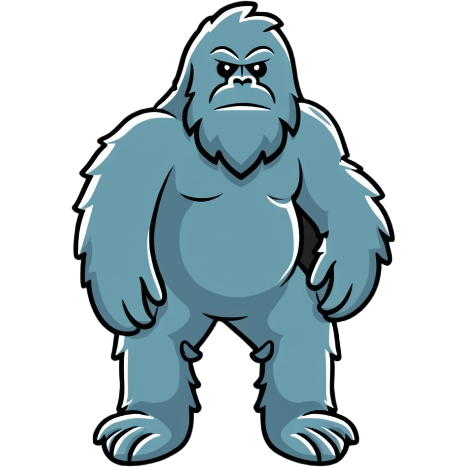 cute cartoon bigfoot with large footprints emoji