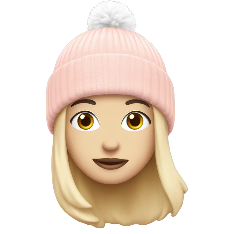 a light pink beanie with white pompom by itself emoji