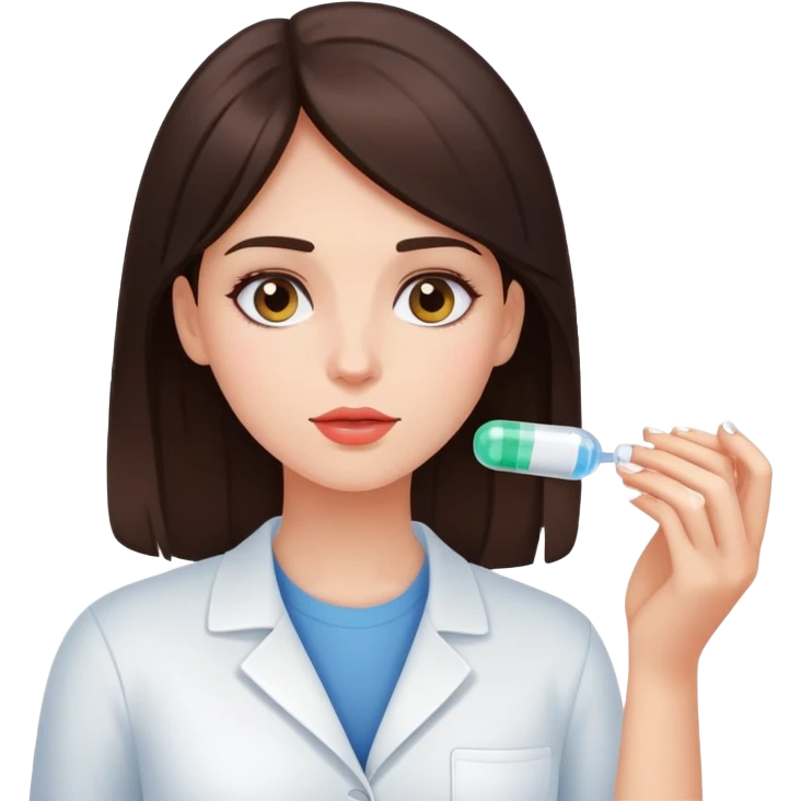 Beautiful brunette girl taking pills  emoji