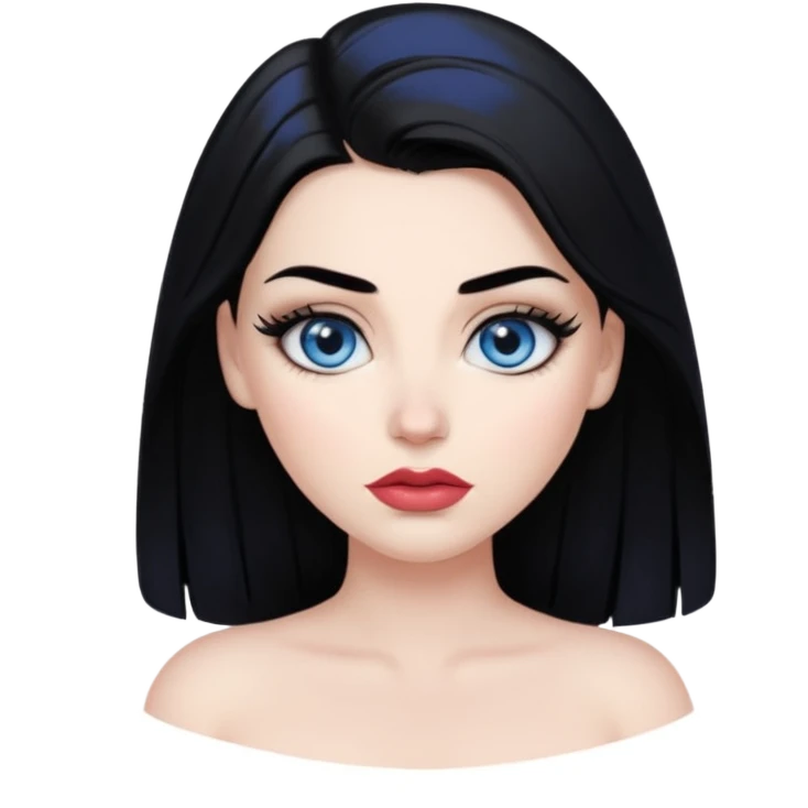 Naked lady with blue yes black hair and big Breast big glossy lips black eyelashes bold brows emoji