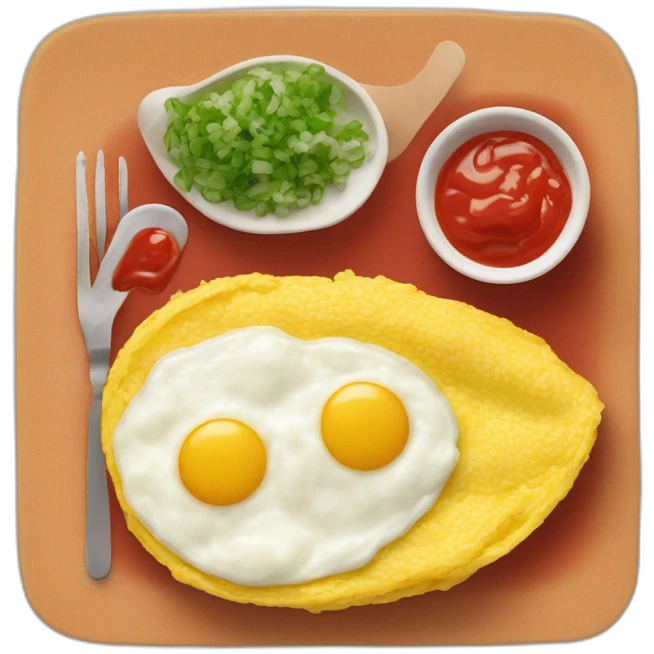 Rice omelet with the word "Nao" written on top in ketchup emoji