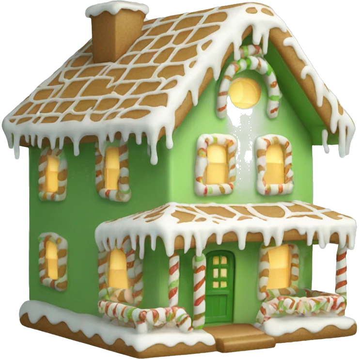 Cosy light green gingerbread house  emoji