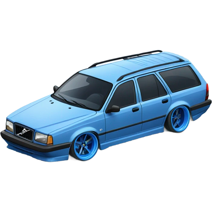 Volvo wagon drift car blue wheels emoji
