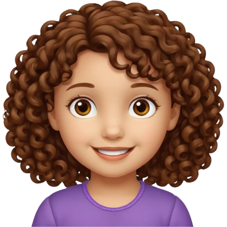 3yr old girl curly brown hair brown eyes emoji
