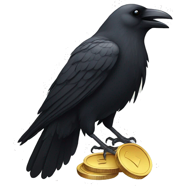 Crow and coin emoji