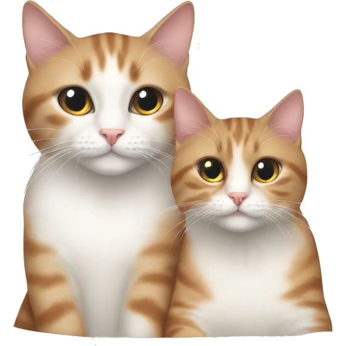 Pretty white female cat and a brown male cat cuddling emoji