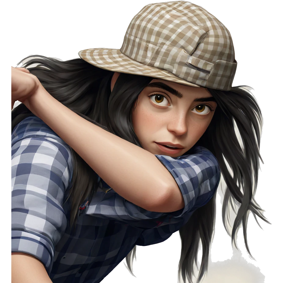 girl in plaid shirt with hat emoji