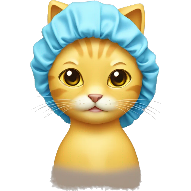 yellow cat in shower cap emoji