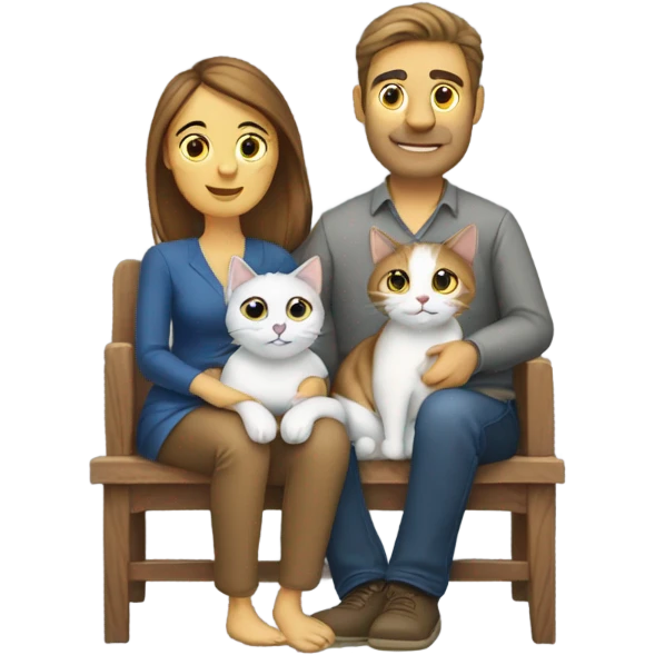 Husband and wife with two cats emoji