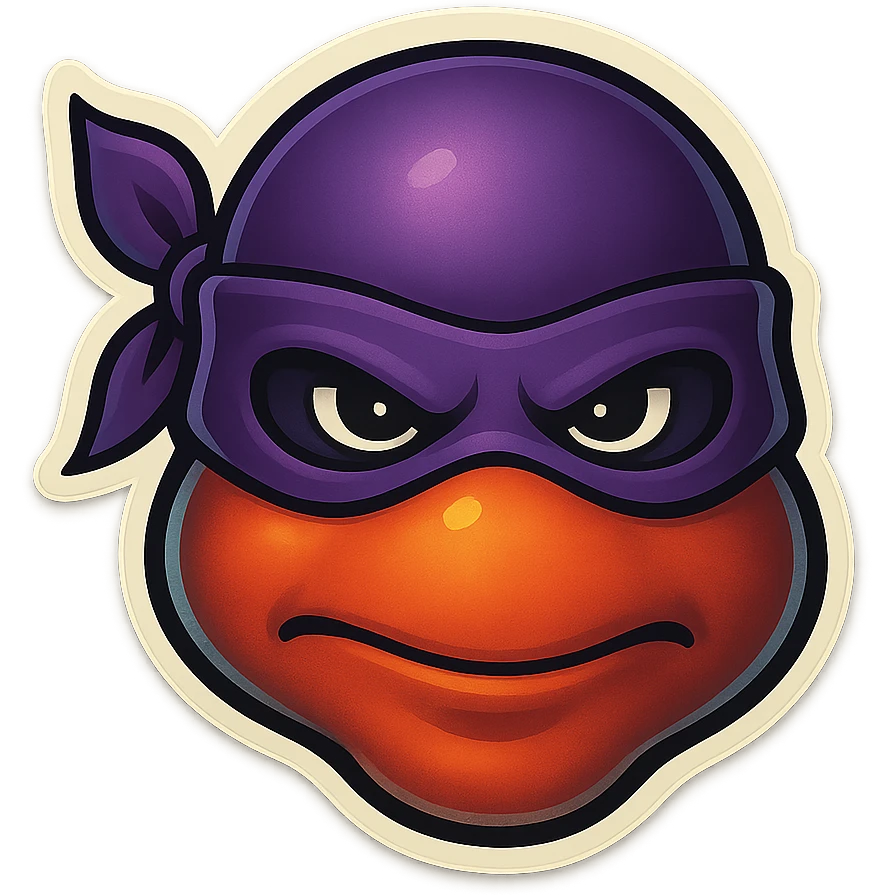 generate the face of a ninja turtle
Without showing teeth
It can't be green
maybe with a Nina mask instead of those stripes
It can't look too much like Nickelodeon's intellectual property.

Put on a traditional ninja mask that covers the entire face. emoji