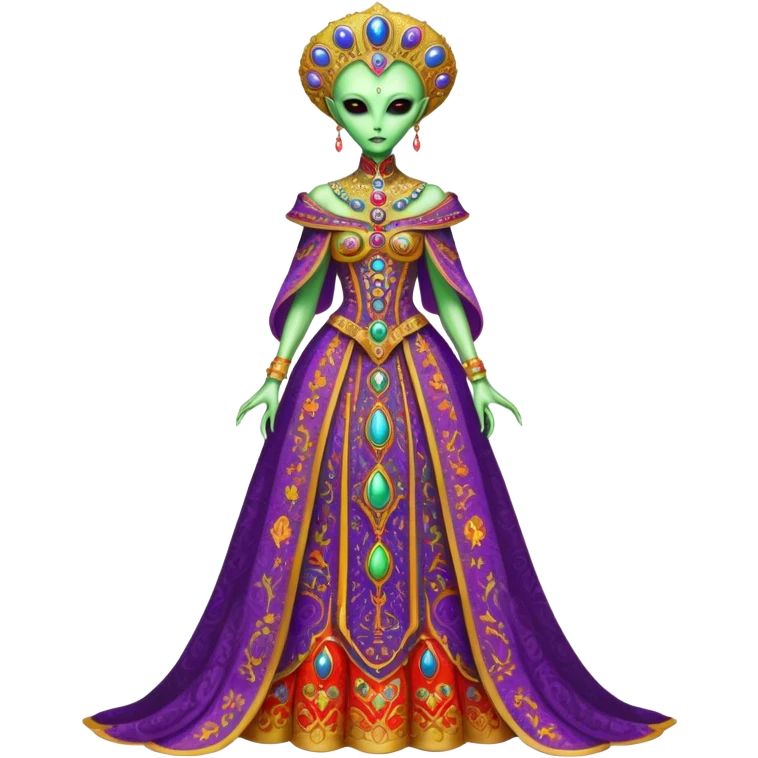 a alien woman full body in Romanov dress emoji