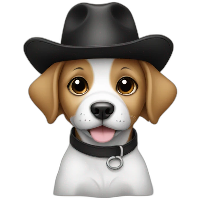 Baby dog with a black hat emoji