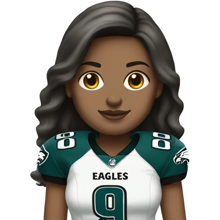 White female brunette wearing Philadelphia Eagles jersey emoji