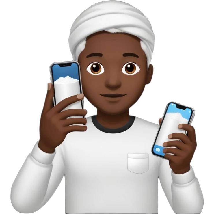 black man holding a phone with three lines of coke on it horizontally  emoji