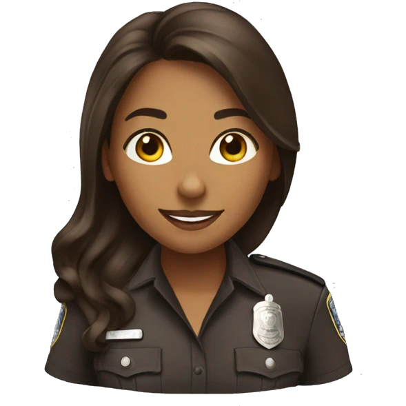 A police woman, brown skin., long hair, happy emoji