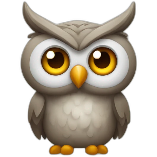 owl with with devil horns, a wide grin, and eyes and eyebrows scrunched downward in the same manner as 😠 Angry Face emoji
