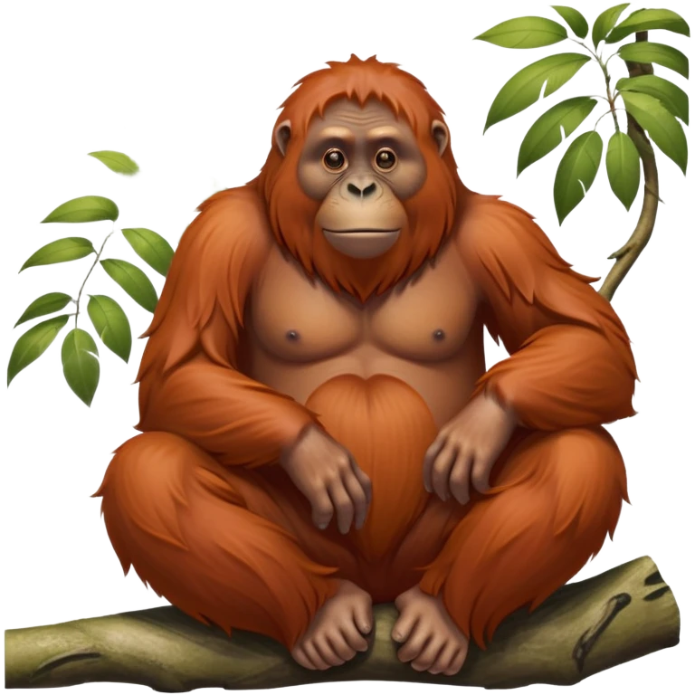 cinematic-orangutan-realistic-full-body-sitting-emoji,-massive-frame-relaxed-with-arms-folded-thoughtfully,-thick-orange-fur-flowing-in-the-breeze,-head-tilted-dramatically,-deep-dark-eyes-filled-with-ancient-wisdom,-simplified-yet-realistic-focused-features,-highly-detailed,-glowing-with-an-almost-sarcastic-glow emoji