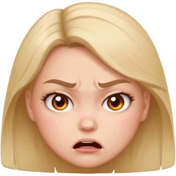 A 😡 but clamed dowe but keep the face expression and make it blushing and a girl emoji