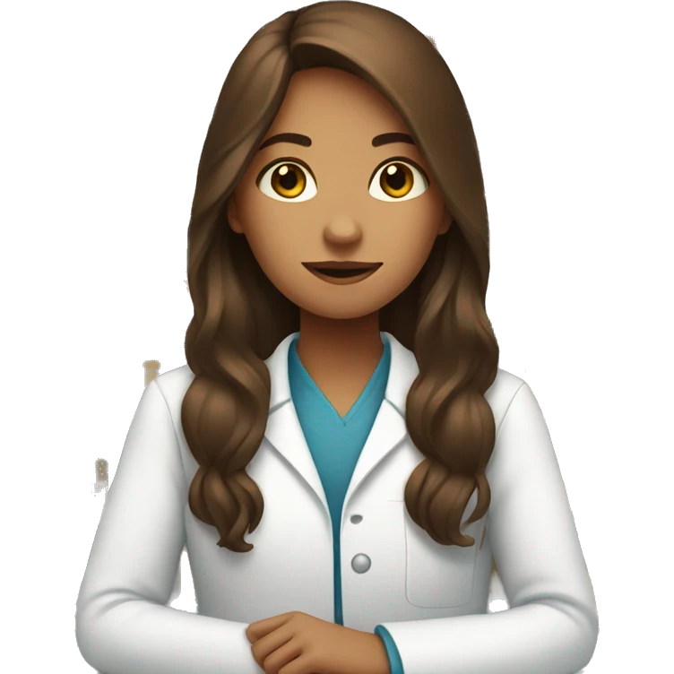 Girl with long brown hair working in pharmacy emoji