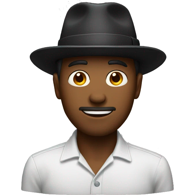 man with a hat on the head of black color emoji