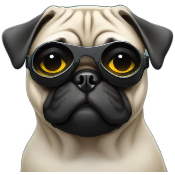 pug with black sunglasses and wearing a cyberpunk suit emoji
