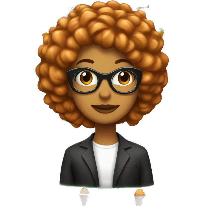 Chica blanca cone pelo negro y mechas naranjas,lentes verdes y que ella tenga pecas emoji