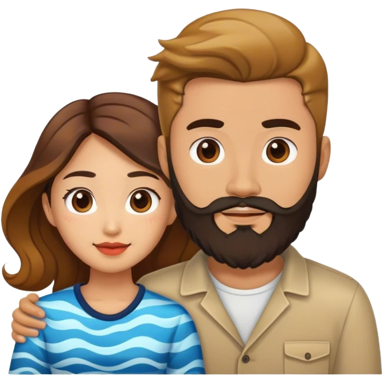 Guy with waves and a beard and his Asian girlfriend  emoji
