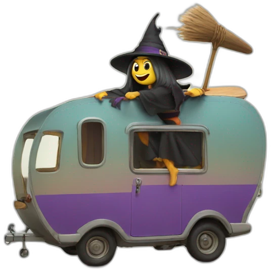 Witch surfing on a caravan  emoji