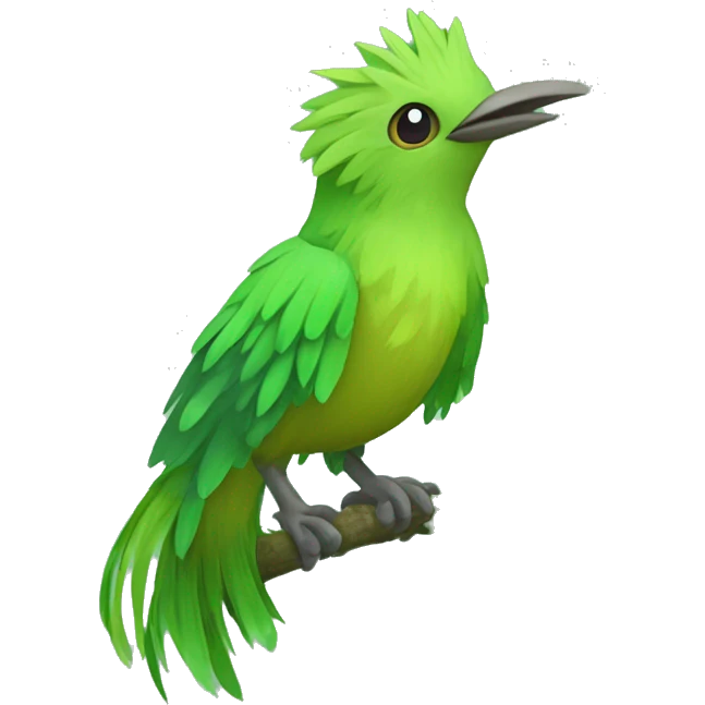 Colorful Legendary Green Jungle Grass Tree Bird Fakemon emoji