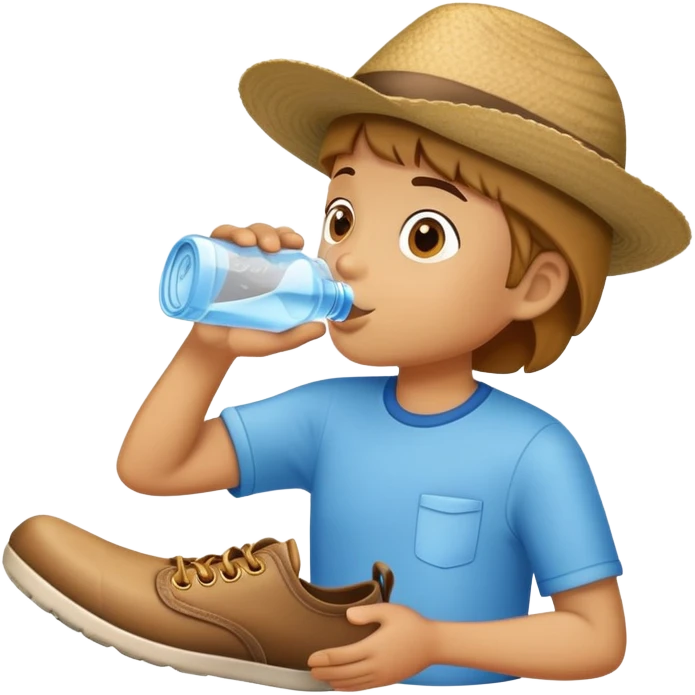 Drinking water from shoe emoji