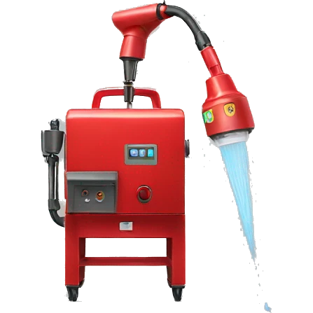 color machine spraying red emoji