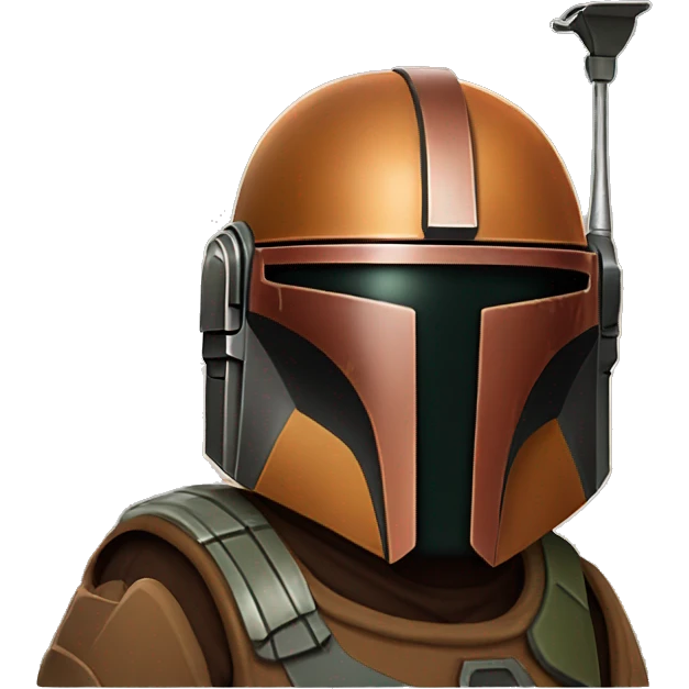 Olive and rust colored Mandalorian helmet with antenna emoji