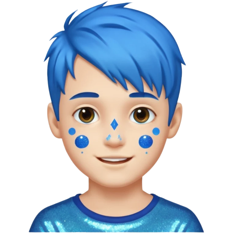 glitter blue gamer Boy happy blue hair emoji