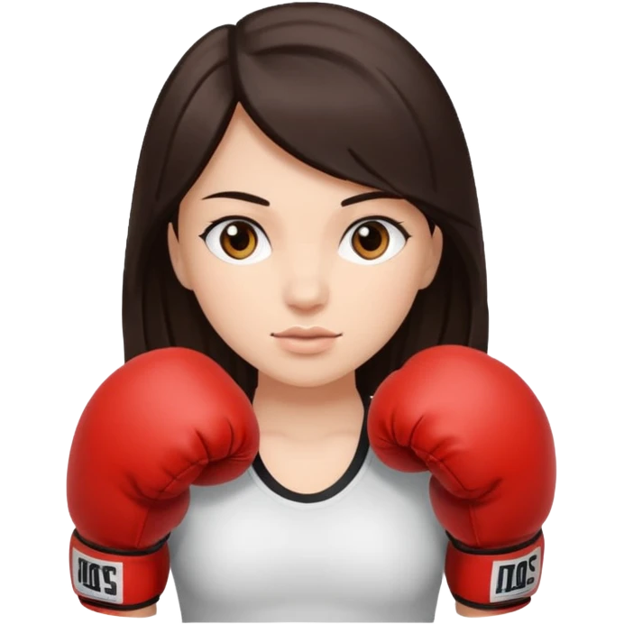 An girl with long dark brown hair in boxing gloves emoji