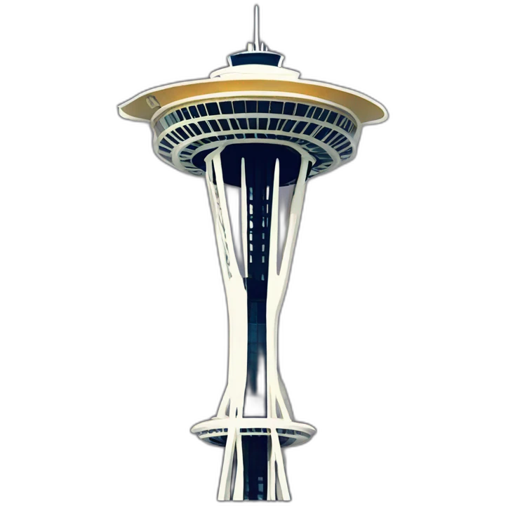 top of the space needle from the side, stylized emoji