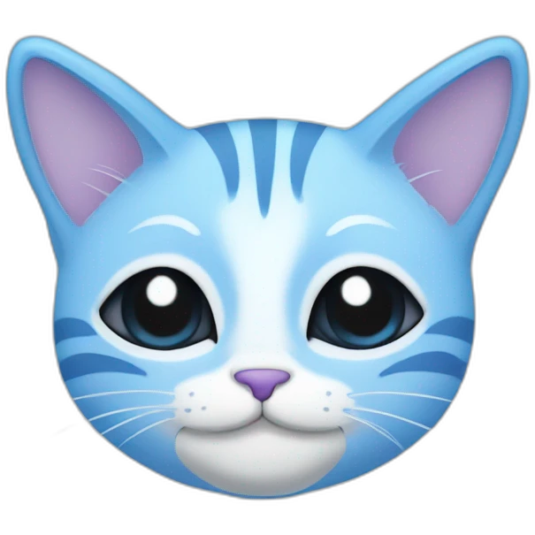 Blue simplistic sketch of a cute cat face emoji