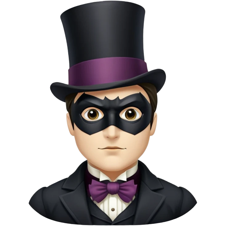 Batman with his black mask wearing Victorian era clothes with top hat emoji