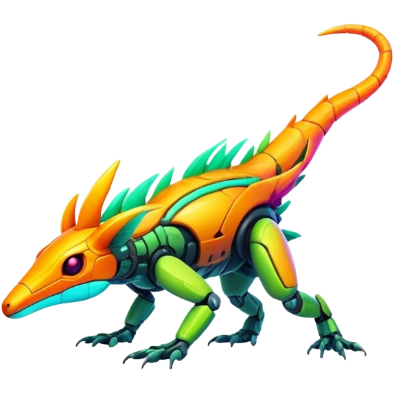Tropical futuristic lush warm-colored modern neon-colored cyber-Fakémon-Trico-creature emoji