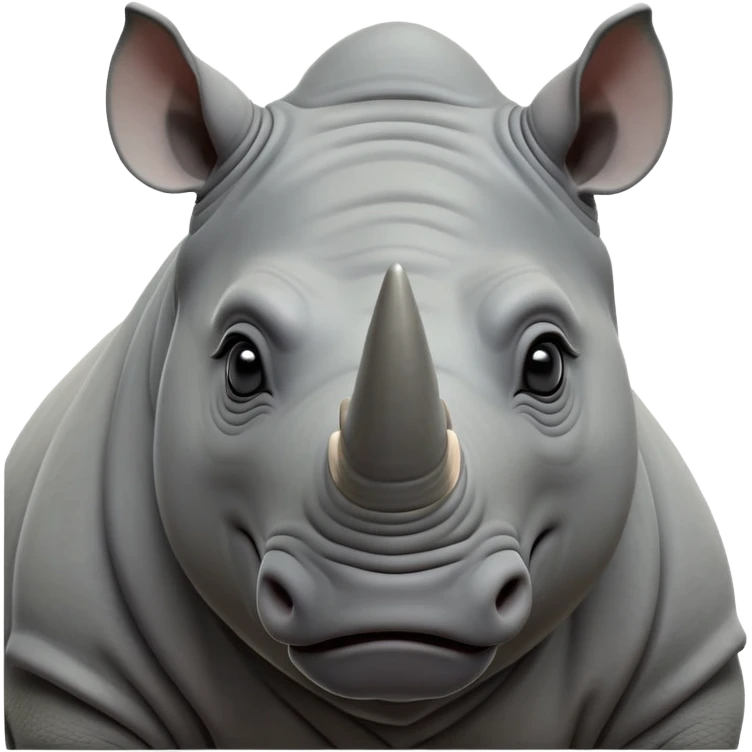cinematic-noble-rhinoceros-portrait-emoji,-poised,-with-a-massive,-powerful-build-and-a-thick,-hide-of-slate-gray,-deep-set-soulful-piercing-eyes,-simplified-yet-sharp-and-sophisticated-features,-highly-detailed, with large black eyes, szoomed out showing houlders emoji