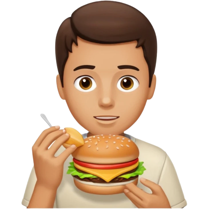 brunette boy eating in n out burger emoji