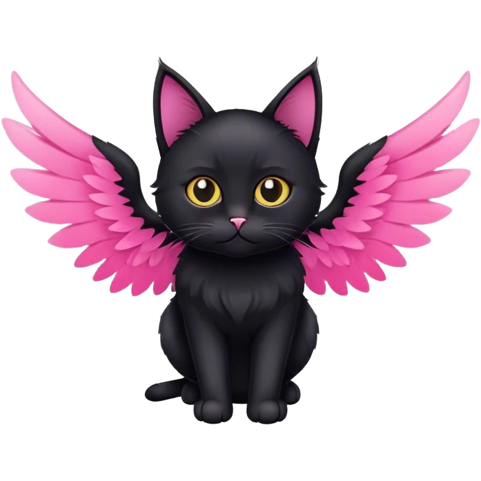 Black Cat with pink wings emoji